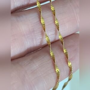 Vintage 10k gold anklet bracelet PGDA pagoda Italy 9.25" twist chain herringbone